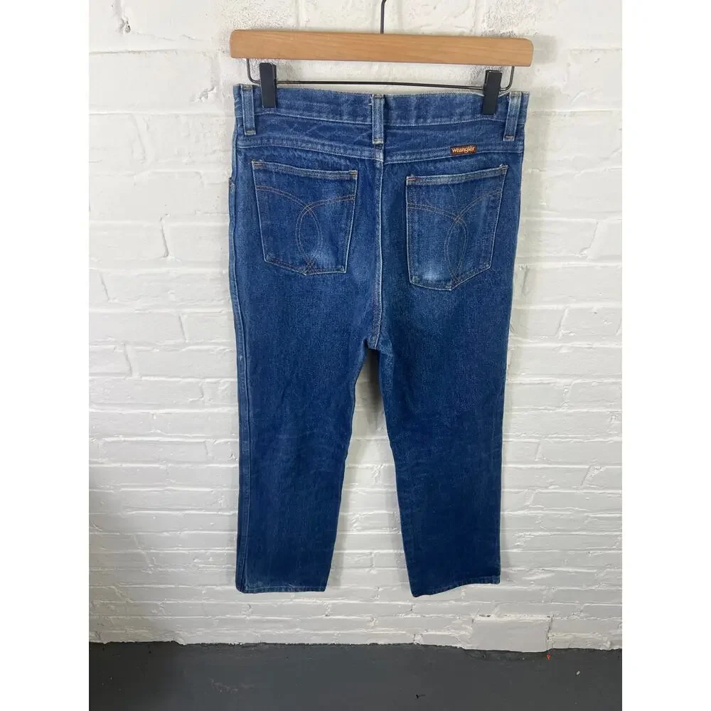 Vintage Wrangler Men's Straight Leg Denim Jeans Mid-Rise Stretch Blue Size 30/32
